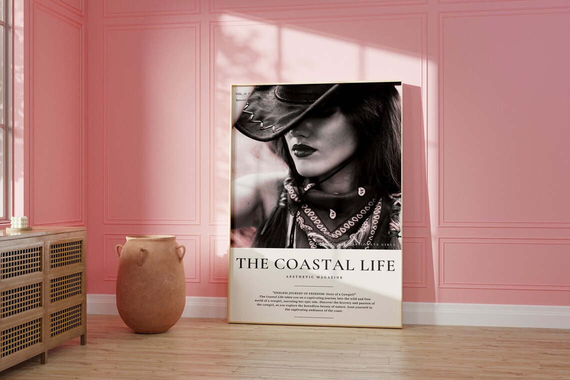 The Coastal Life Cowgirl Magazine Cover Black White Photo Poster - Image 2