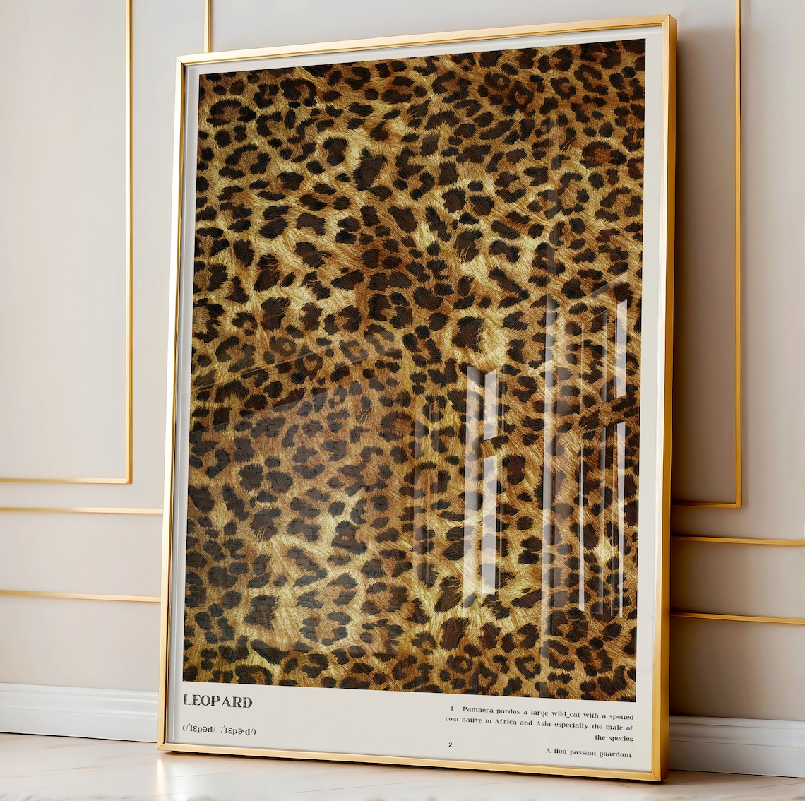 Leopard Definition Poster, Bedroom Wall Decor