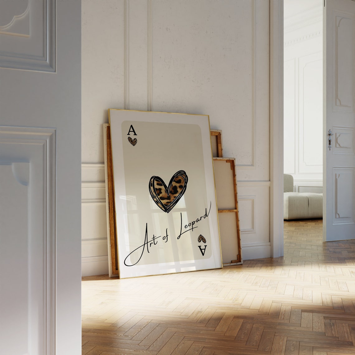 Ace Of Hearts Leopard Playing Card Art Of Leopard Script Poster - Image 2