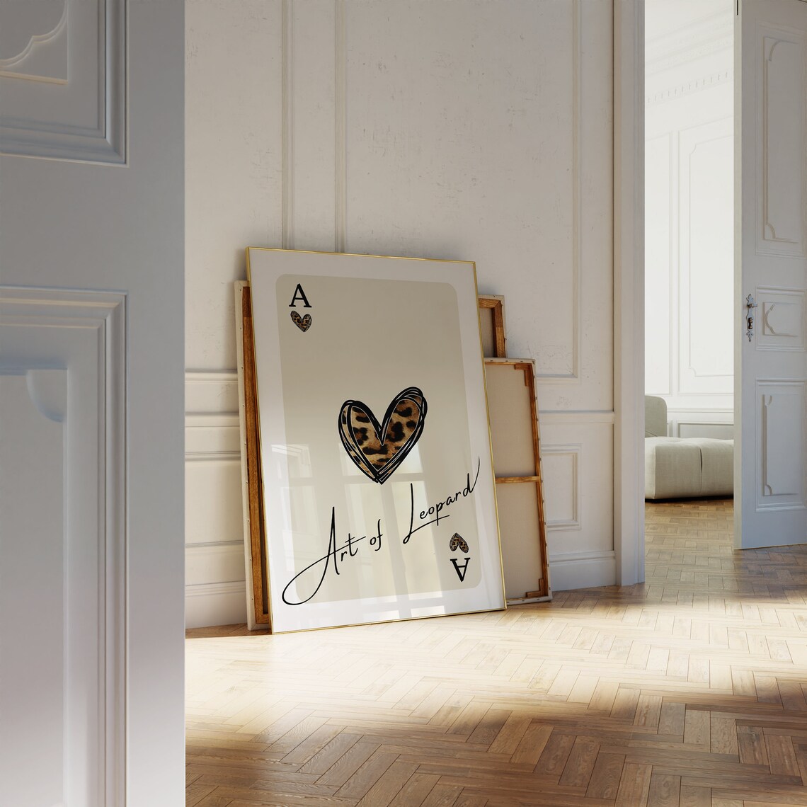 Art of Leopard Ace of Hearts Card Leopard Heart Girly Wall Poster - Image 3