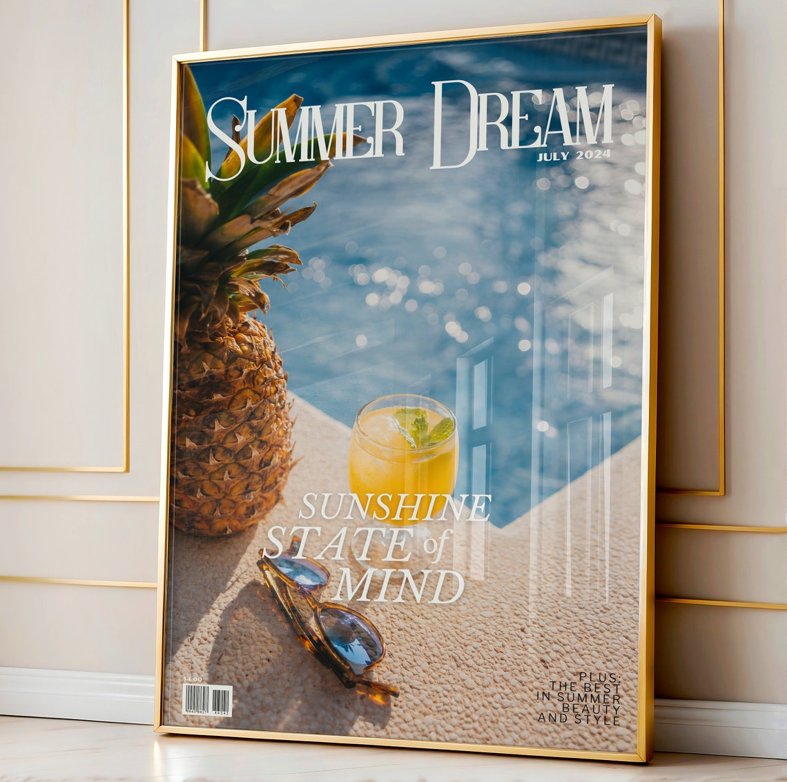 Summer Dream Sunshine State of Mind Pineapple Poolside Poster