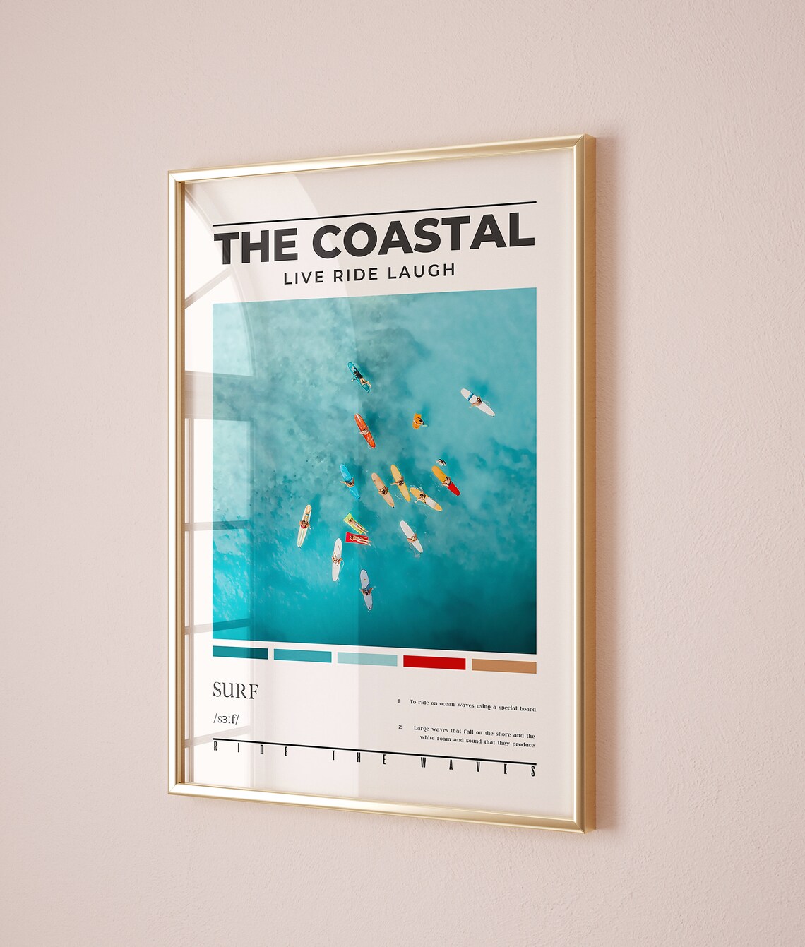 The Coastal Live Ride Laugh Aerial Paddleboards Turquoise Sea Surf Day Poster - Image 2