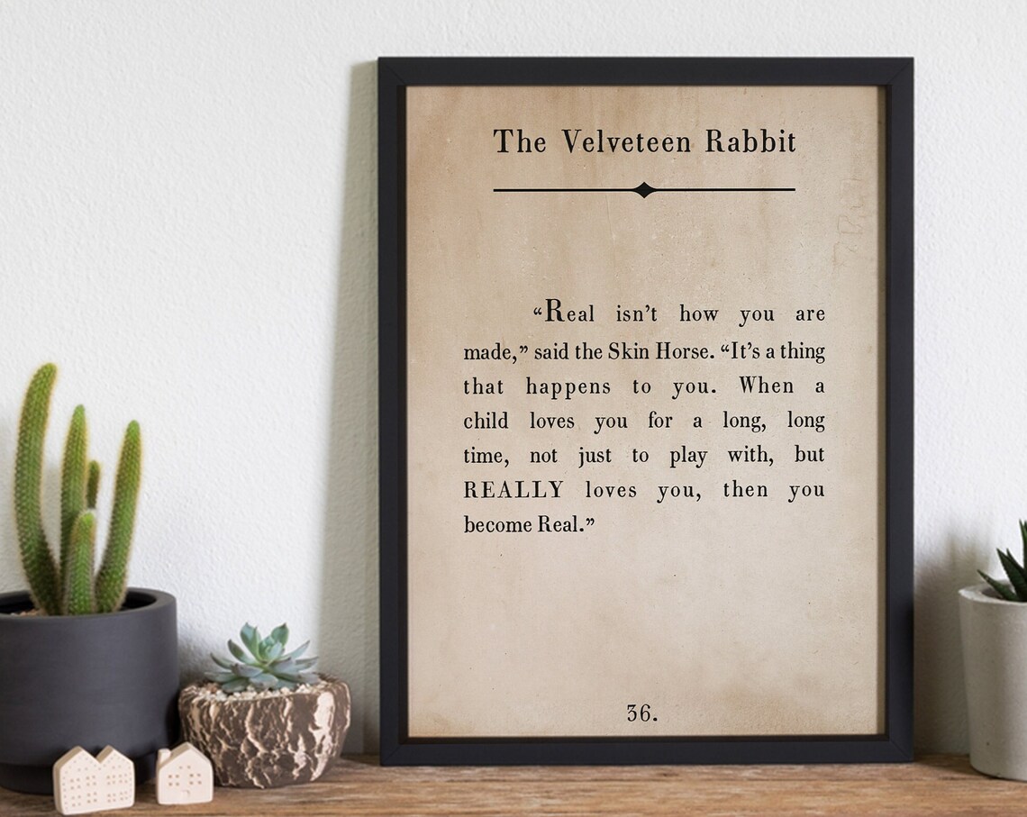 40 Off The Velveteen Rabbit Sign Book Page Signs Velveteen Rabbit Wall Art He Said You Become Real Isnt How You Are Made
