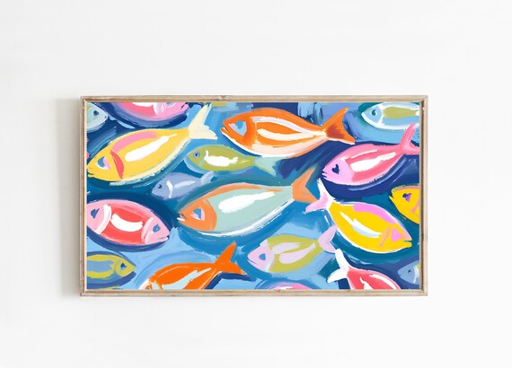 Frame Tv Art Fish Oil Painting Frame Tv Art For Frame Custom Tv Art Background Bright And Vibrant