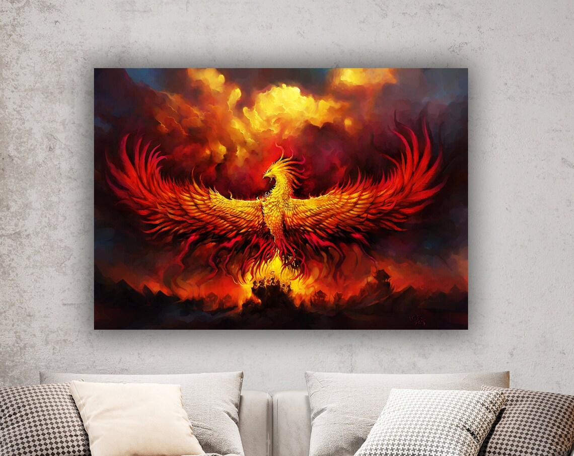 Phoenix Design Wall Art Print Wall Hanging Decor African Home Decor Wall Art Living Room Wall Decor - Image 3