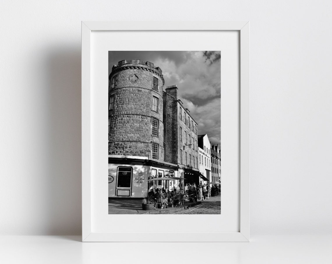 Leith Shore Edinburgh Black And White Stone Tower Pub Photo Poster