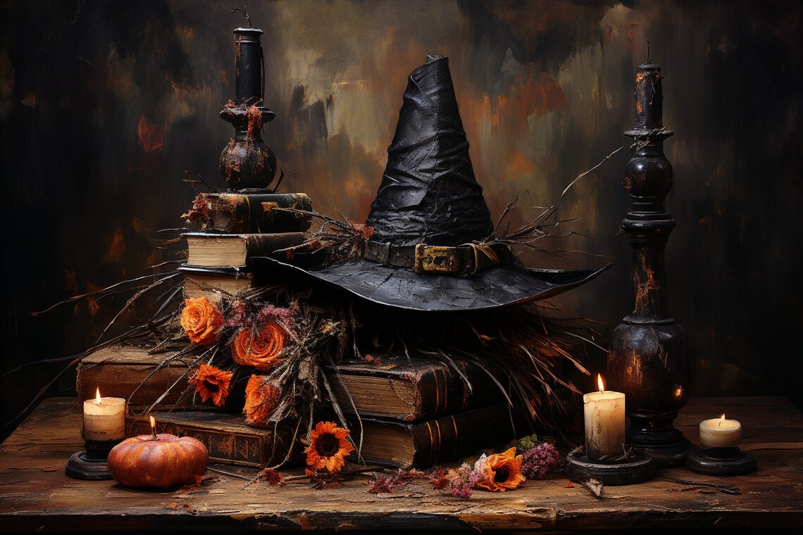 Witch Hat Halloween Wall Art Print, Trendy Fall Decor