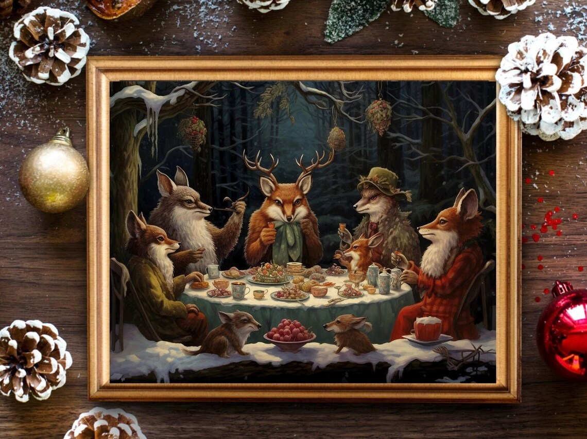Creature Feast Art Print, Woodland Nature Lover