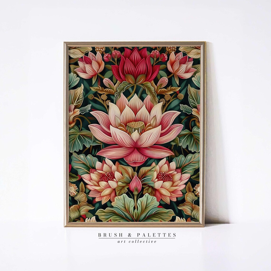 Vintage Pink Green Floral Painting Classic Botanical Blossom Poster