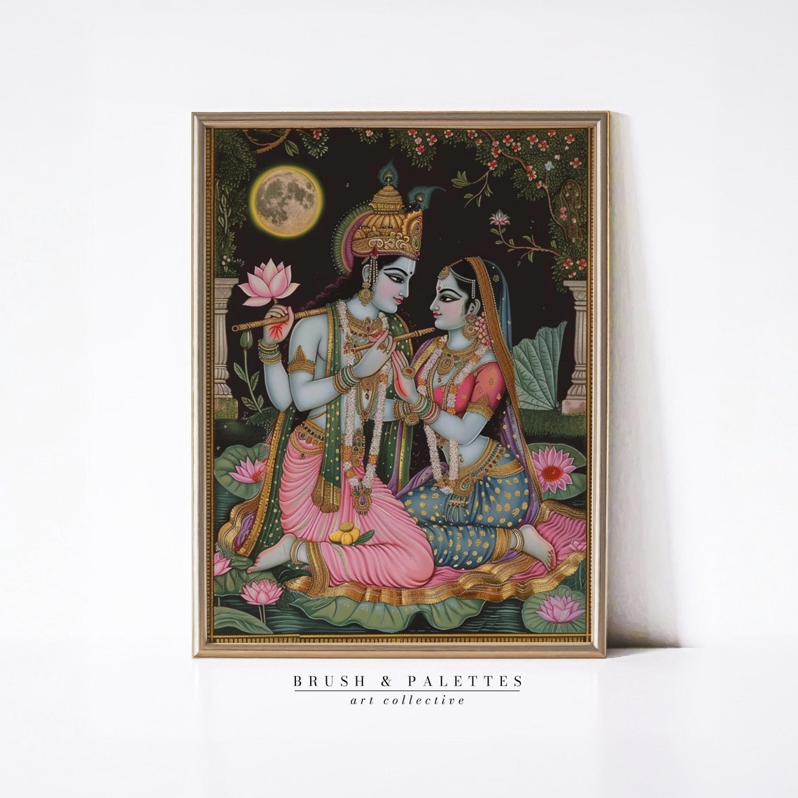 Radha Krishna Painting, Hindu Romantic Art Print