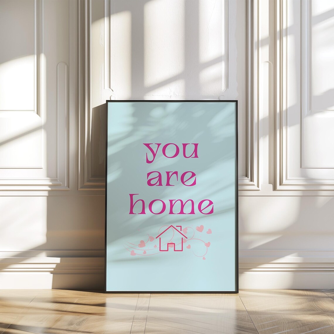 You Are Home Wall Art Home Typography Sign Family Quote Print Welcome Prints Pink Living Room Entryway Entrance Hall Decor Above Couch Art - Image 3
