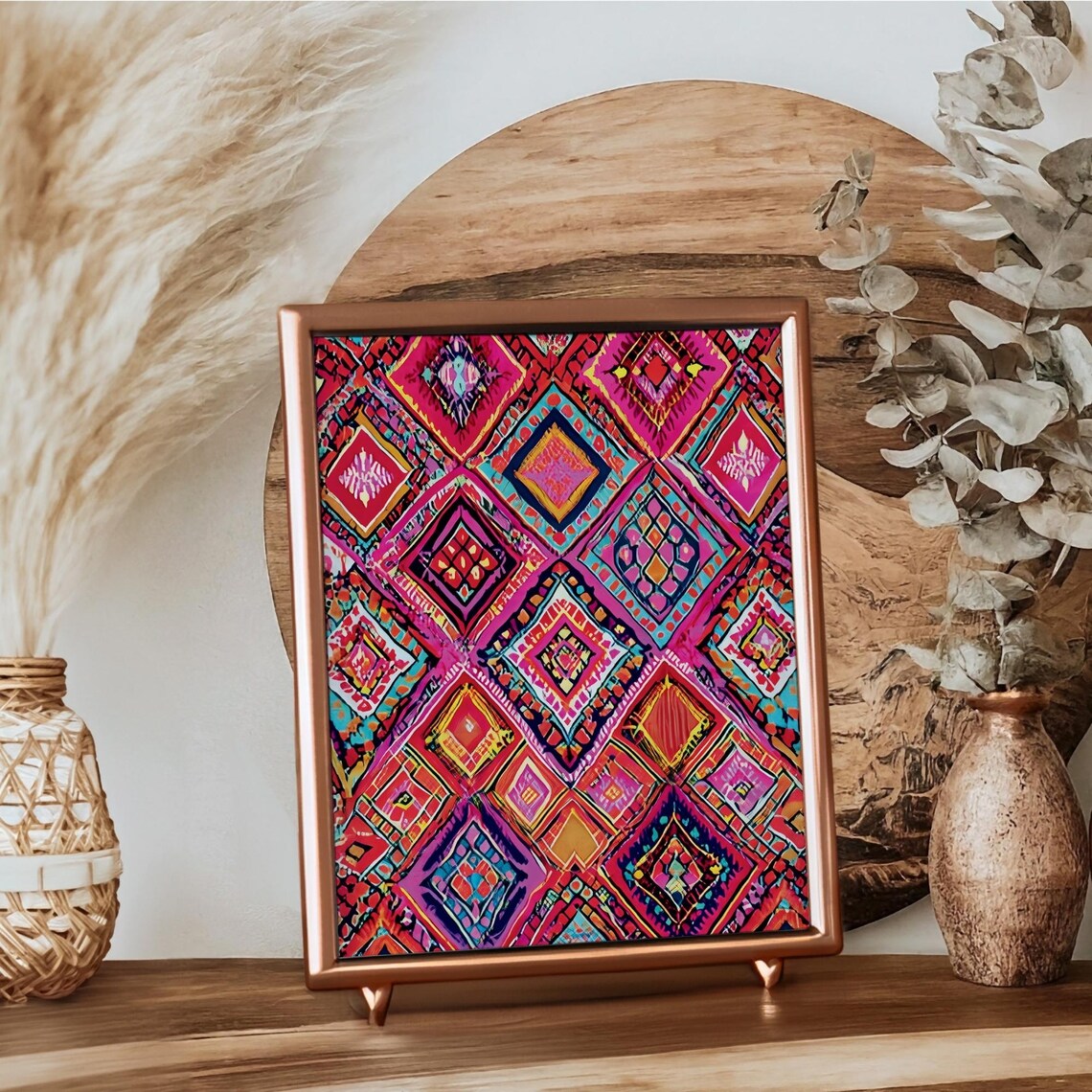 Bold Bohemian Pattern Abstract Geometric Art Print - Image 2