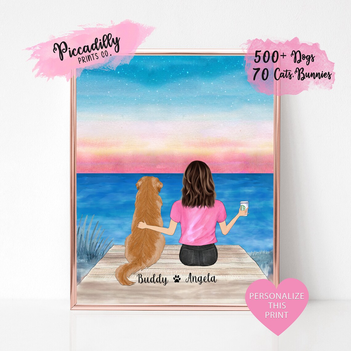 Custom Dog Mom Family Portrait Art Print