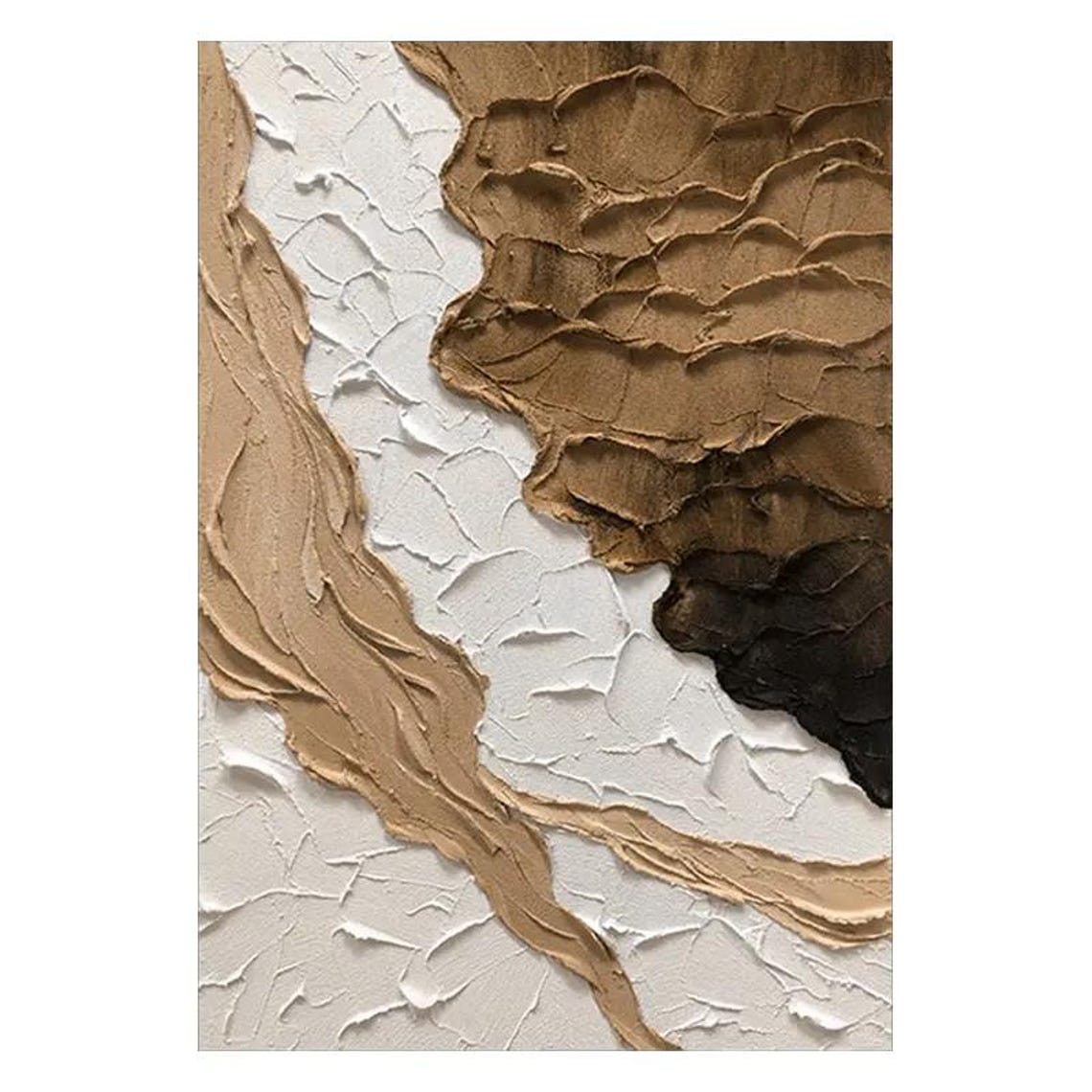Abstract Brown Tan And White Art Heavy Textured Hand Painted Painting Brush Stroke Wall Art Extra Large Oil Painting Modern Decor - Image 3