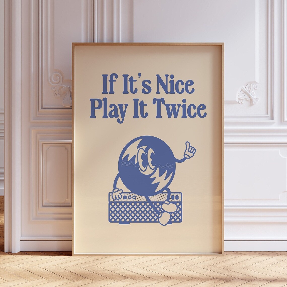 Retro Vinyl Poster, Play It Twice Record Art Print