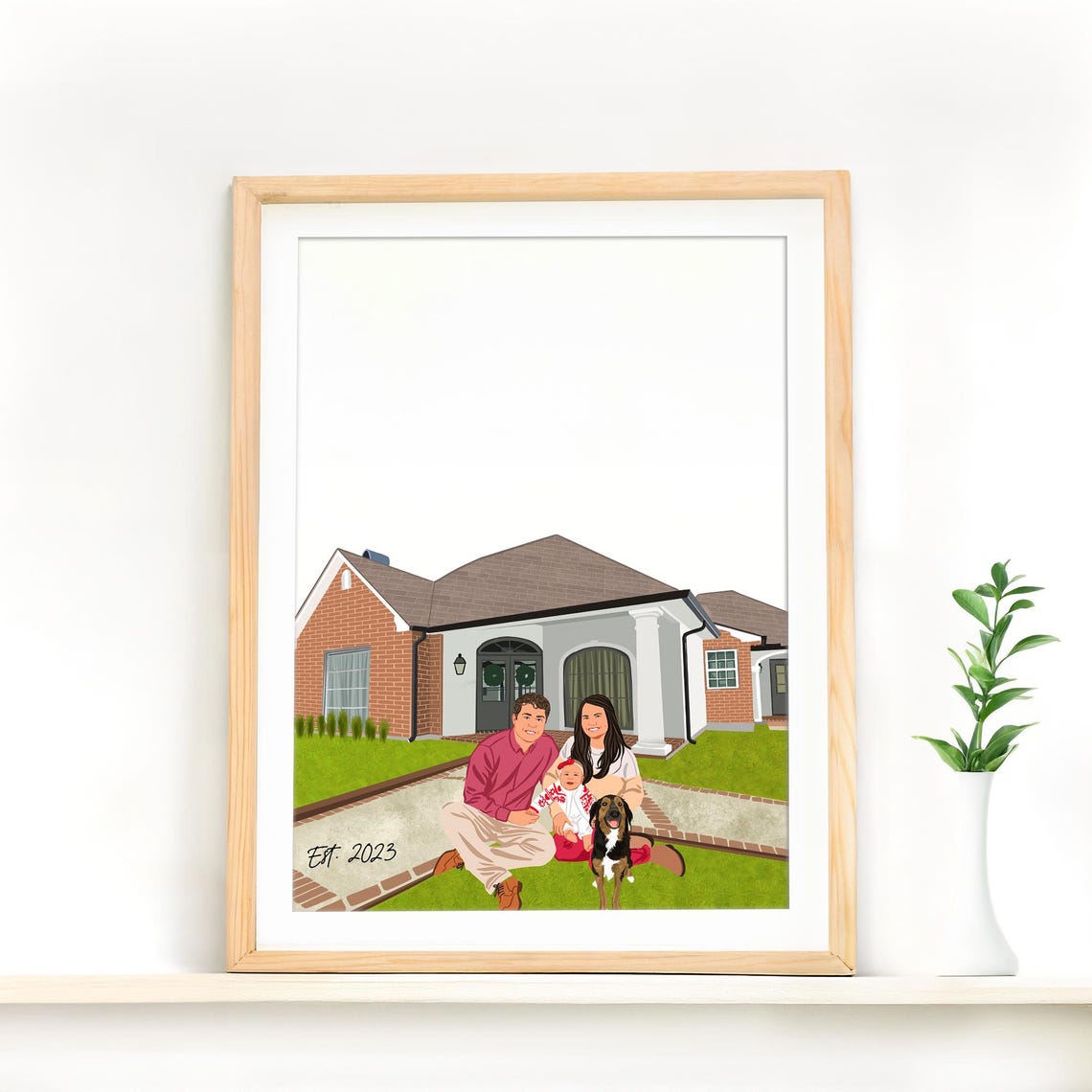 Custom Portrait From Photo Family With House Painting Family Drawing Housewarming Gift For Family Grandparents Gift Mom Gift - Image 2