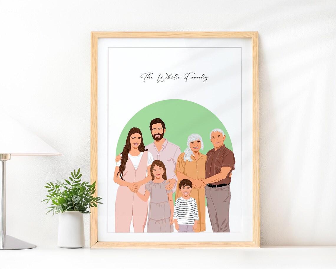 Custom Family Portrait Christmas Gift, Art Print
