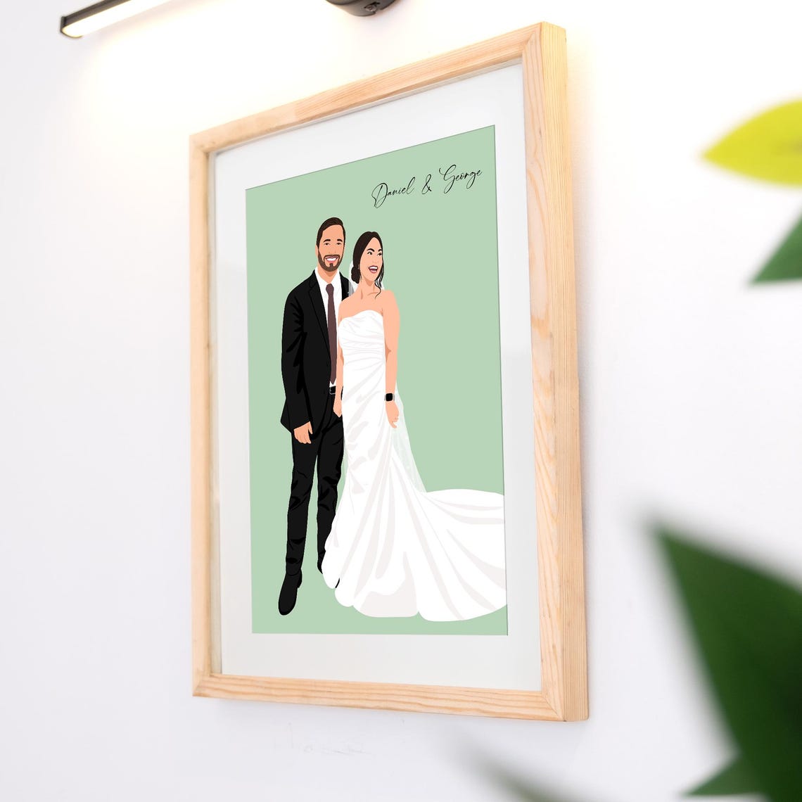 Custom Wedding Day Group Portrait Illustration Poster Rachel and Jack - Image 2