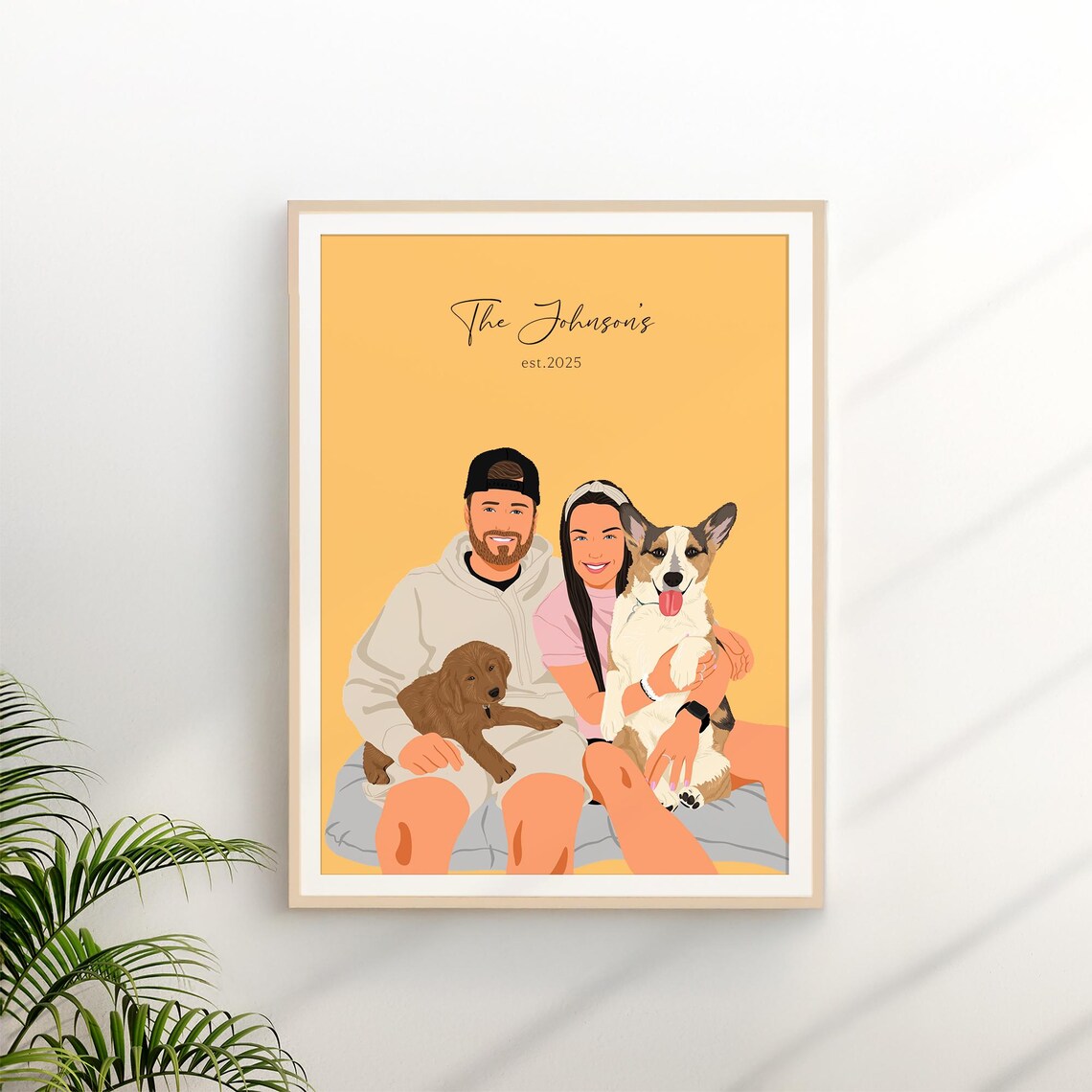 Custom Couple Portrait, Personalized Engagement Gift - Image 2
