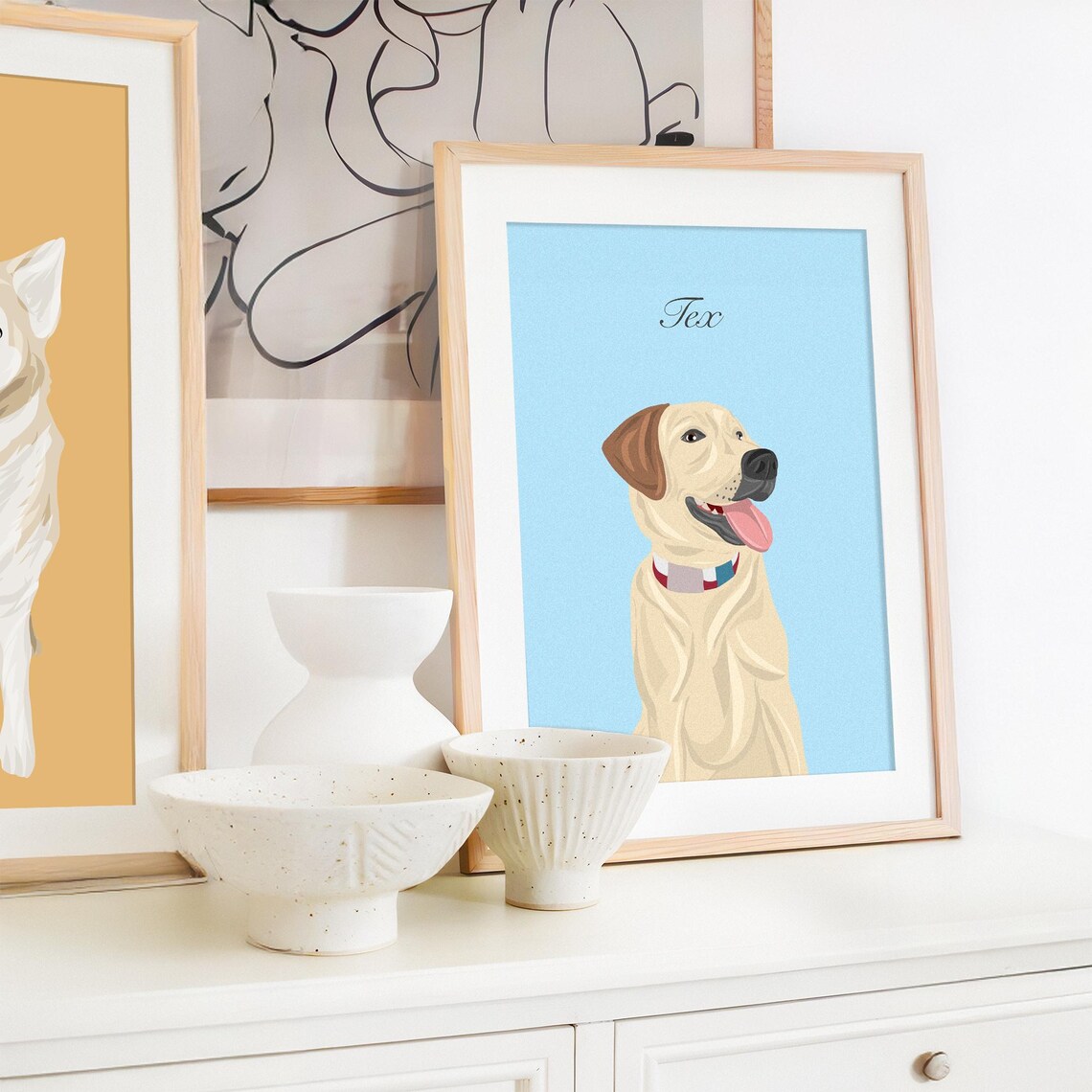 Custom Dog Memorial Portrait with Halo from Photo Art Poster - Image 3