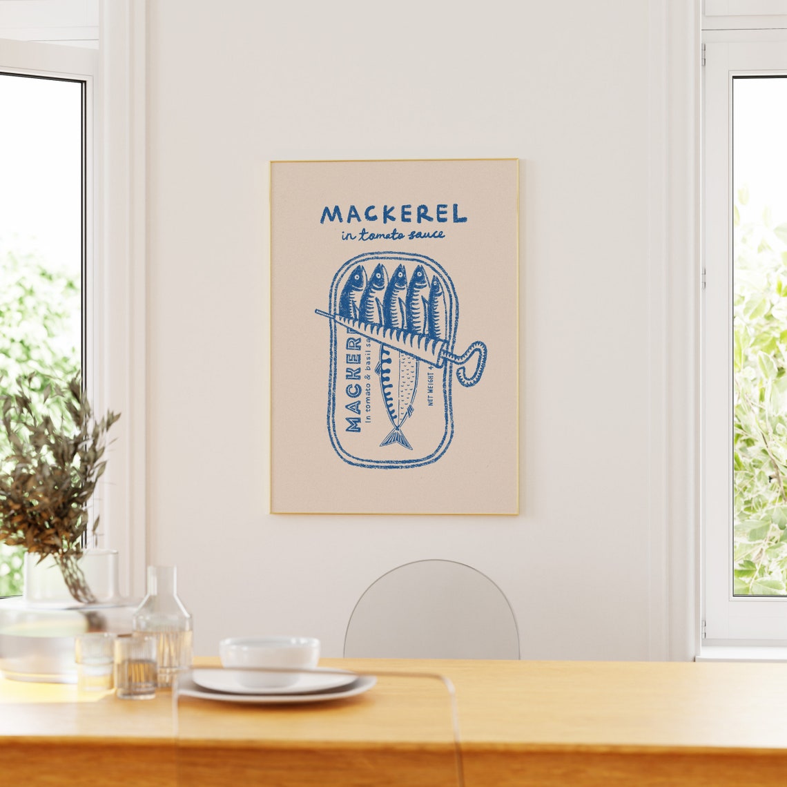 Mackerel in Tomato Sauce Blue Tinned Fish Kitchen Illustration Poster - Image 4