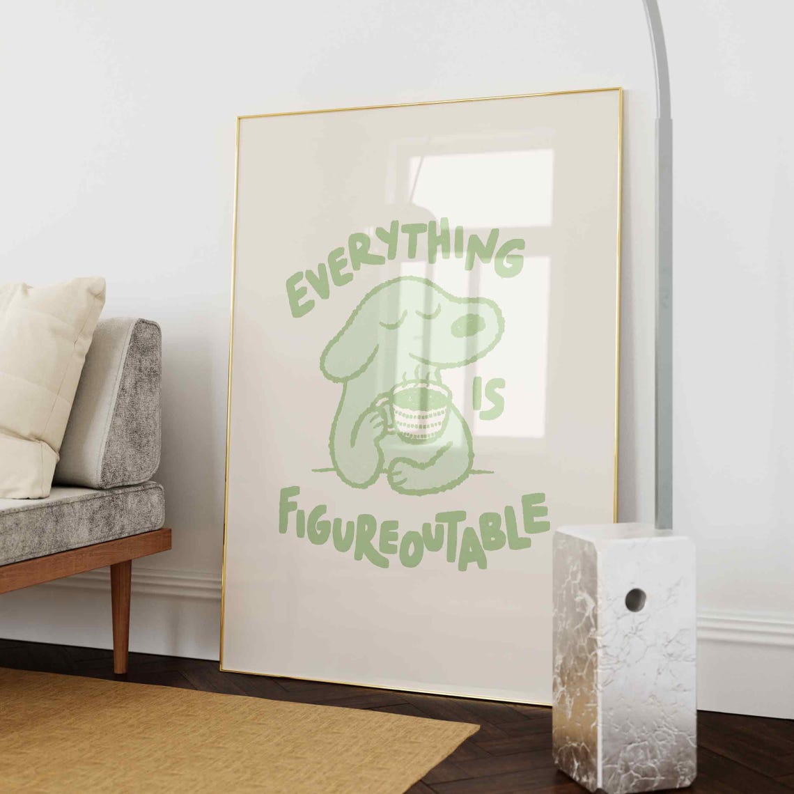 Everything Is Figureoutable Cute Dog Positive Affirmation Poster - Image 2