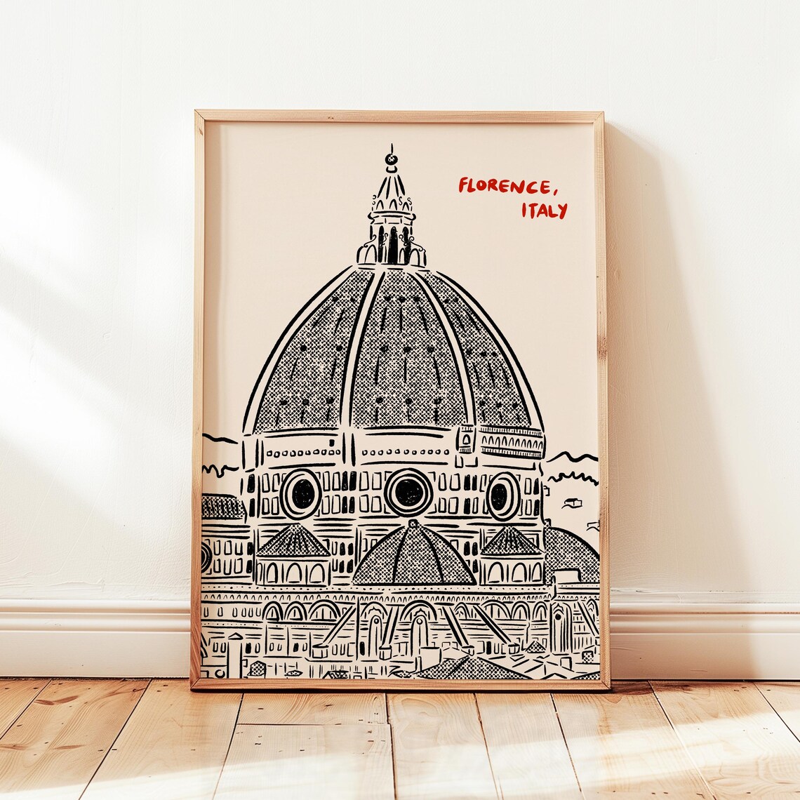 Florence Italy Retro Travel Poster, Vintage Minimalist