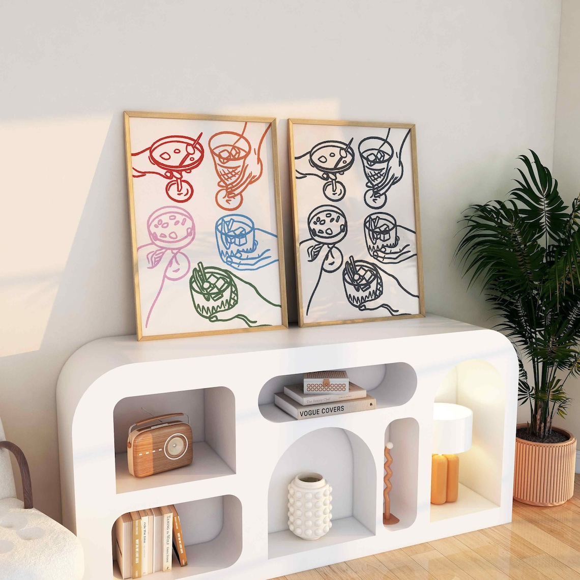 Cheers Glasses Drink Art Print, Funky Bar Cart Decor - Image 2