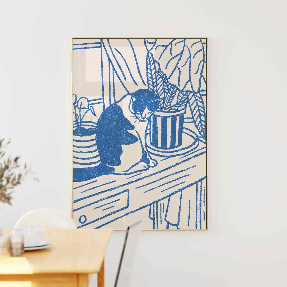 Retro Cat Line Art Print, Matisse-Inspired Poster - Image 5