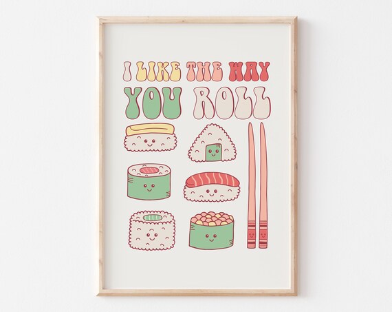 I Like The Way You Roll Funny Valentines Day Art Retro Valentines Day Png Cute Valentines Sublimation Sushi Valentines Day