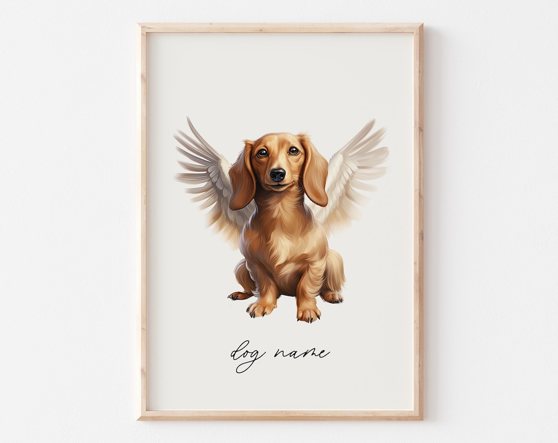Dachshund Dog Memorial Rainbow Bridge Print Pet Loss Memorial Portrait Angel Dog Print Pet Loss Sympathy Gift Custom Dog Memorial Gift