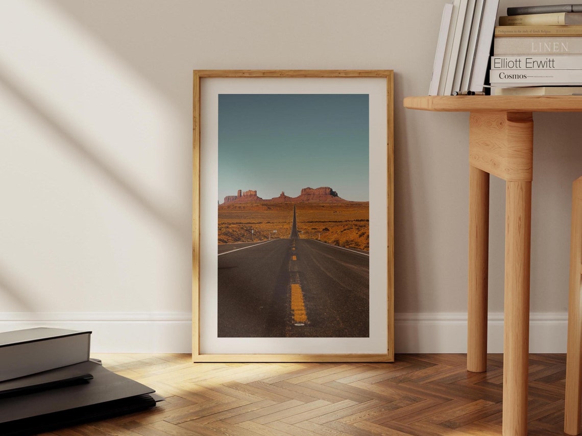 Monument Valley Utah Desert Road Retro Travel Photo Wall Art