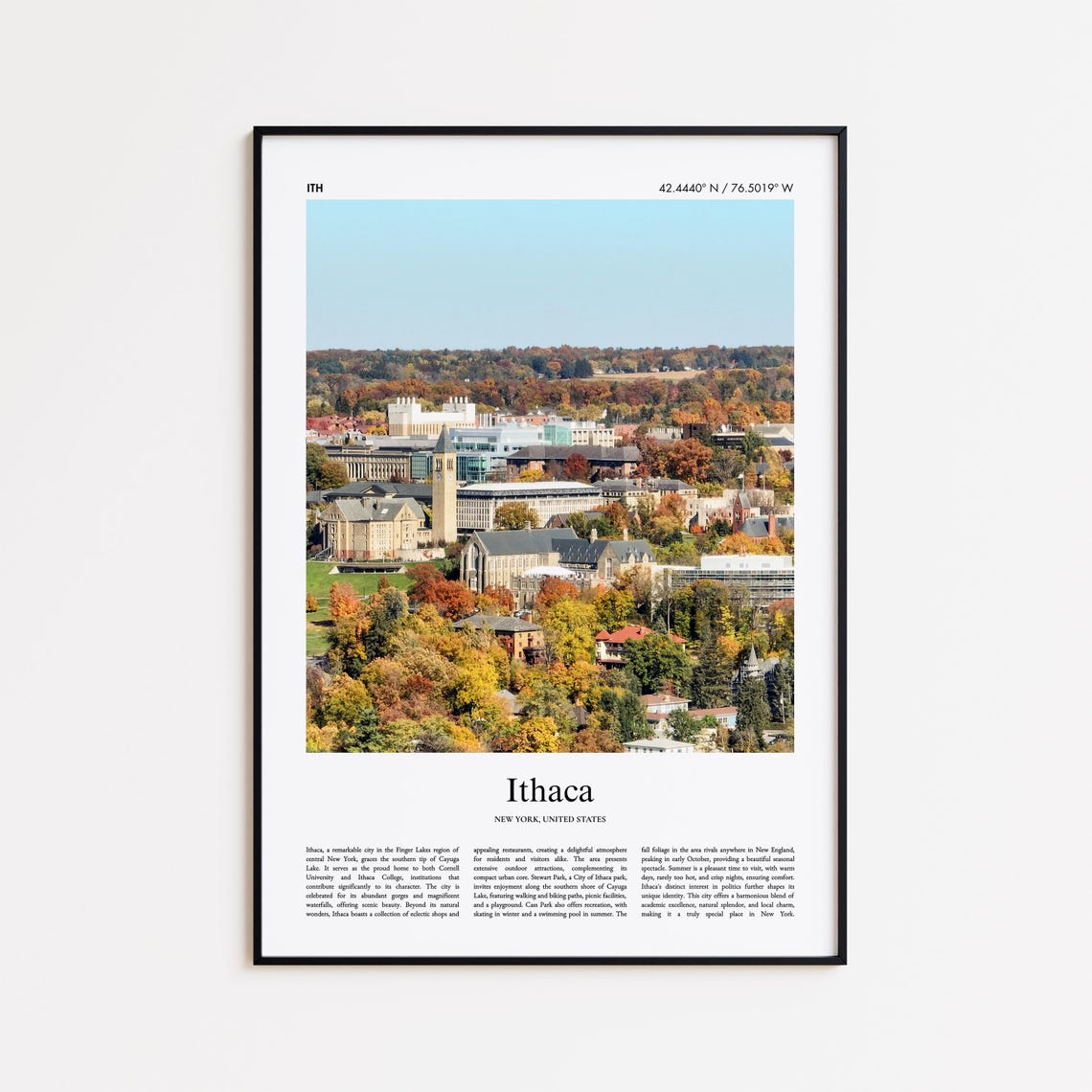 Ithaca New York Cornell Campus Clock Tower Autumn Foliage Poster