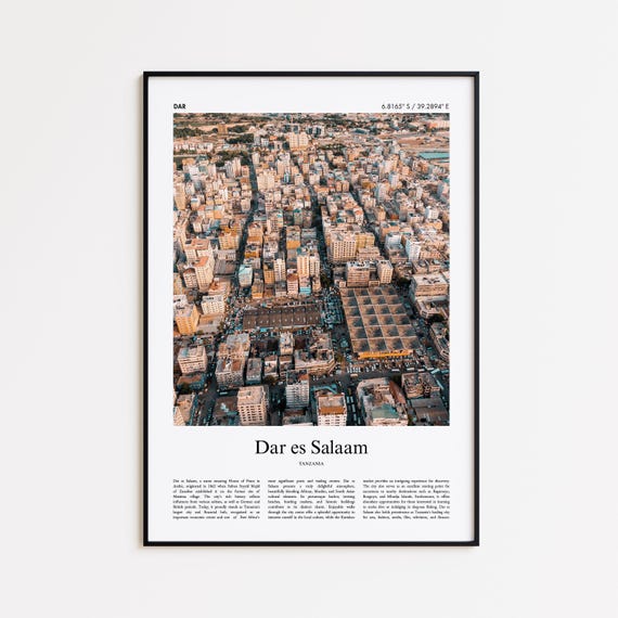 Dar Es Salaam Color Print Real Photo Poster Travel Gift Tanzania Minimal City