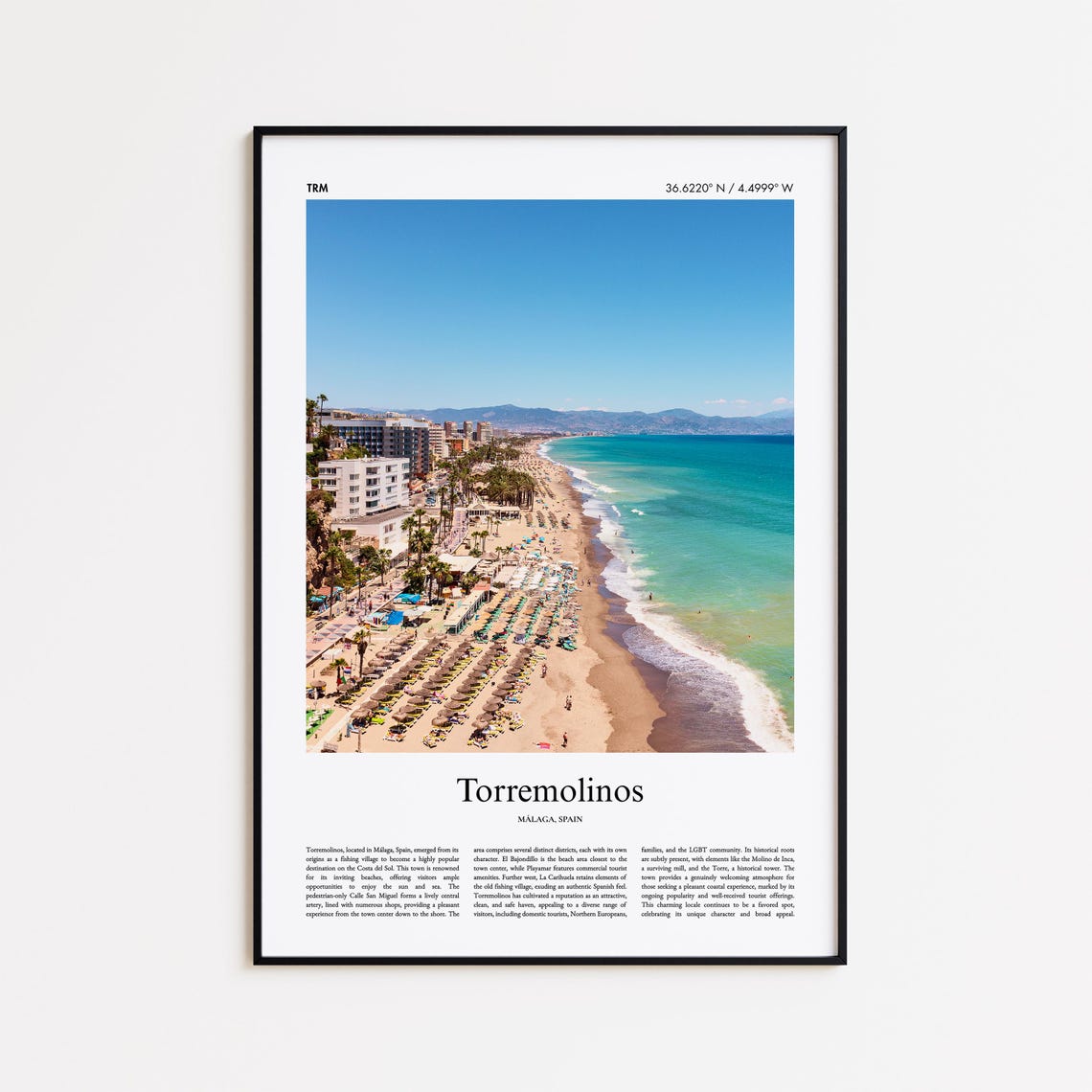 Torremolinos Malaga Spain Beach Aerial Coastal Summer Photo Poster