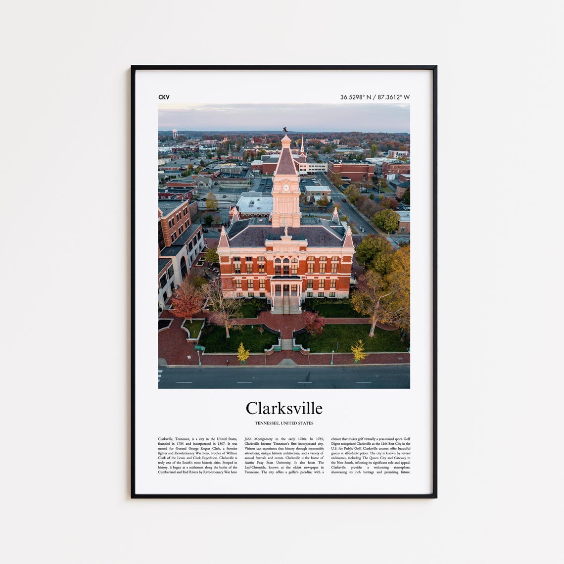 Clarksville Color Print Real Photo Poster Travel Gift Tennessee United States Usa Wall Art