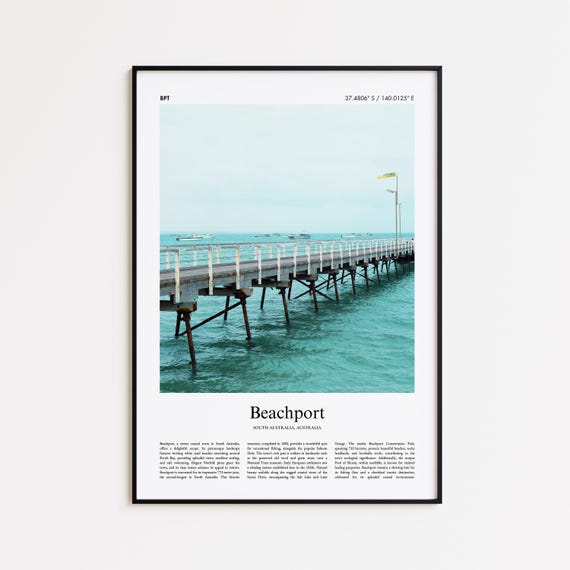 Beachport Color Print Real Photo Poster Travel Gift South Australia Minimal