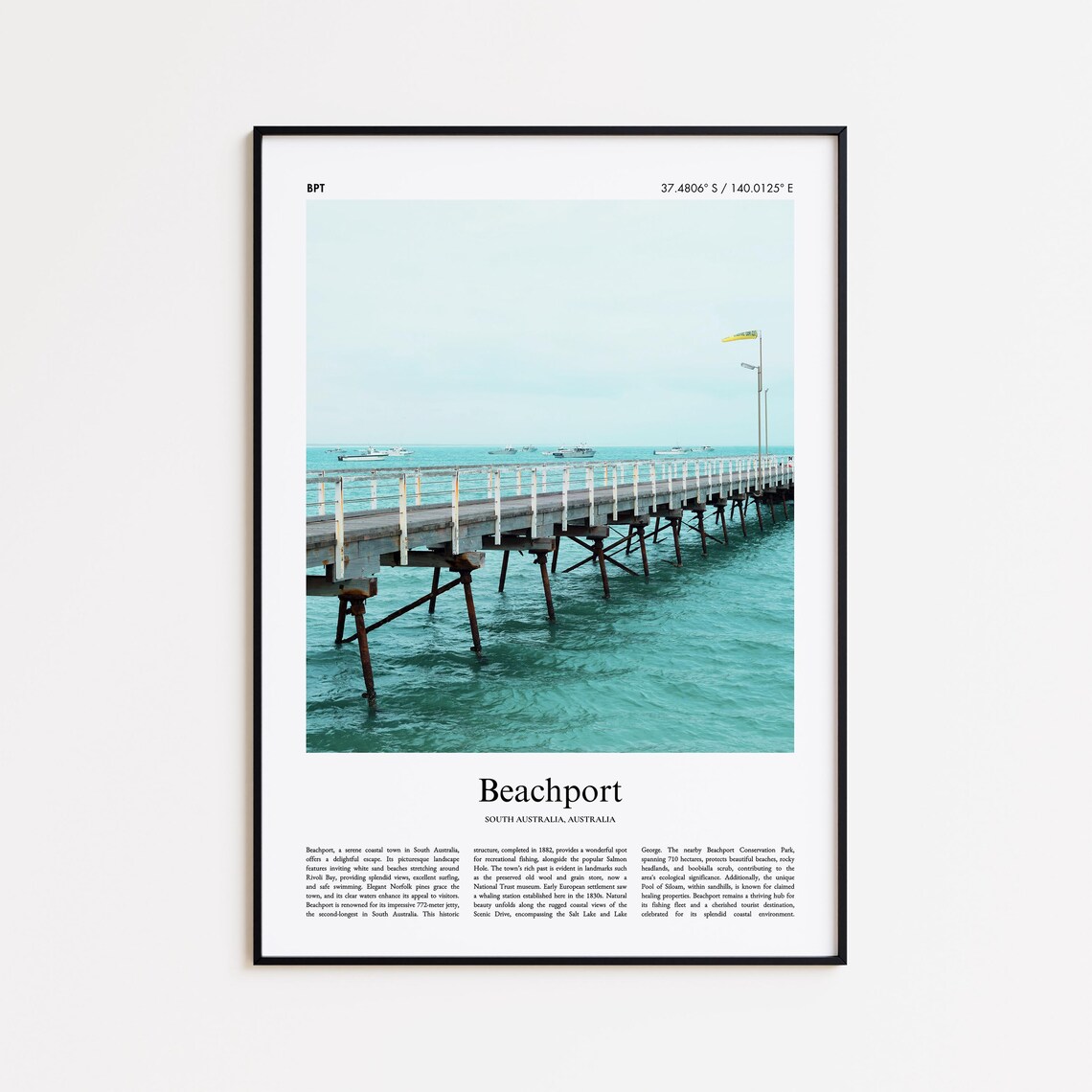 Beachport Australia Historic Wooden Jetty Ocean Minimalist Poster