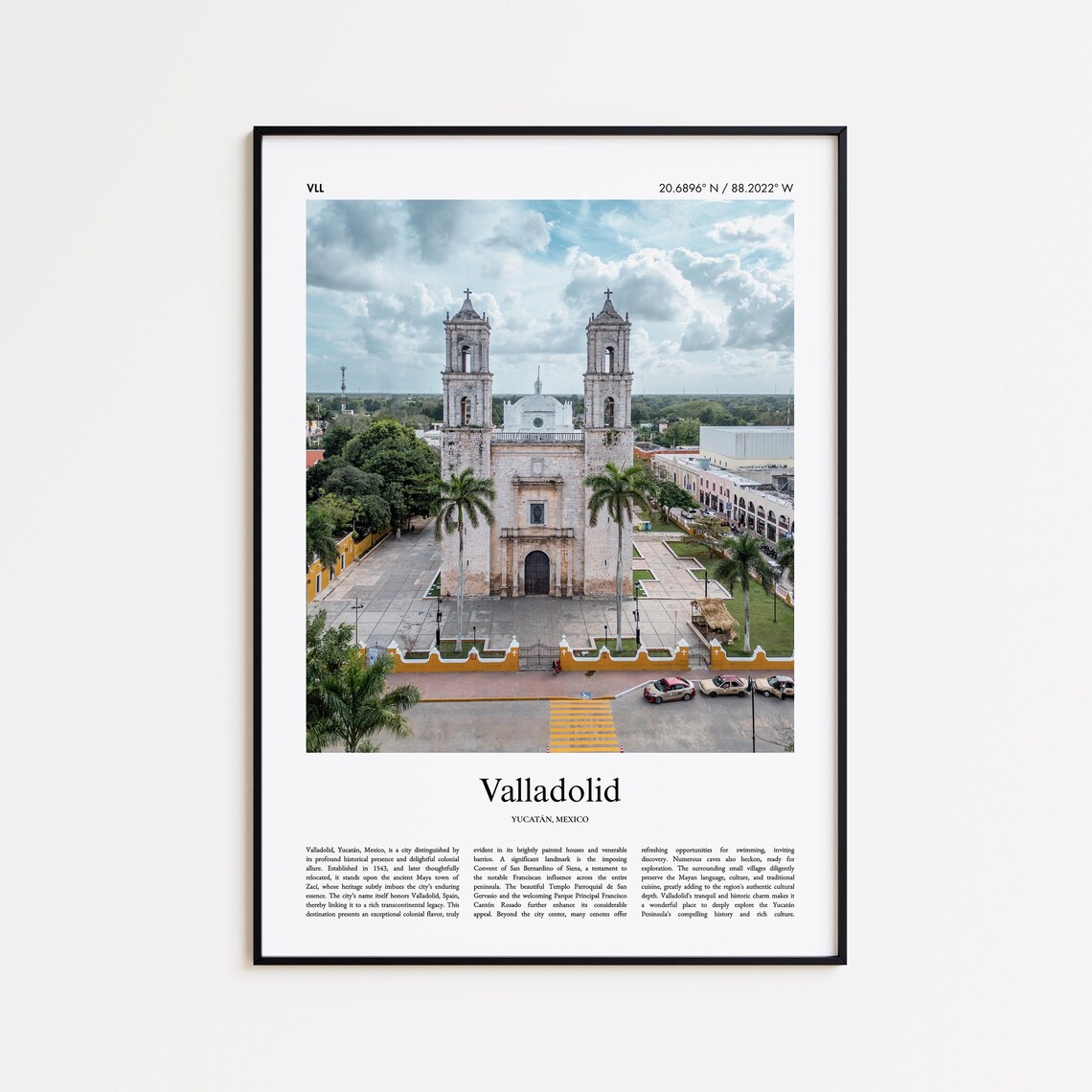Valladolid Yucatan Mexico Cathedral Real Photo Travel Poster