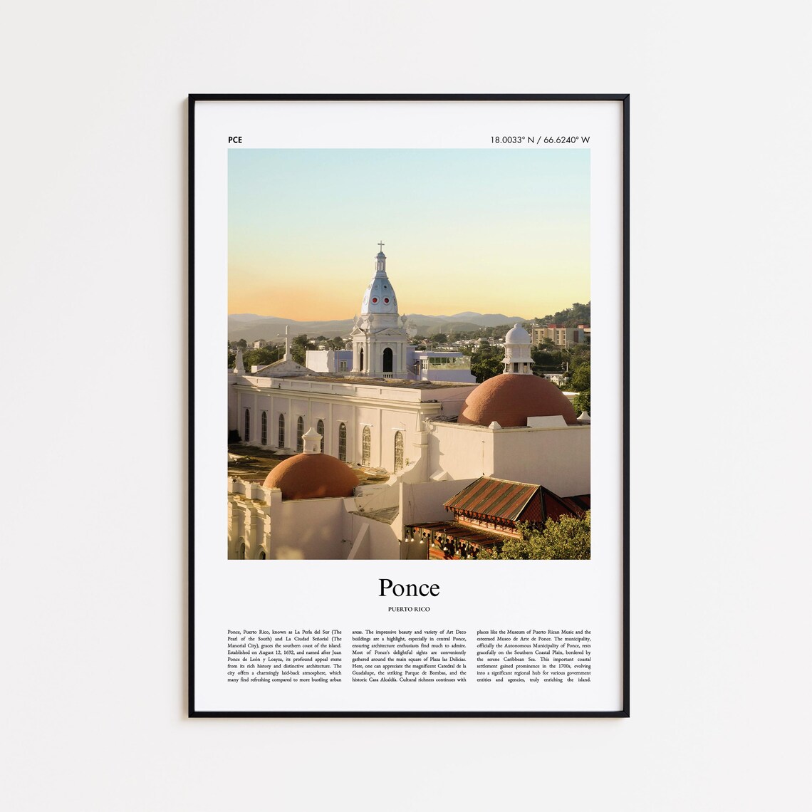Ponce Puerto Rico Cathedral Domes Sunset Old Town Photo Poster