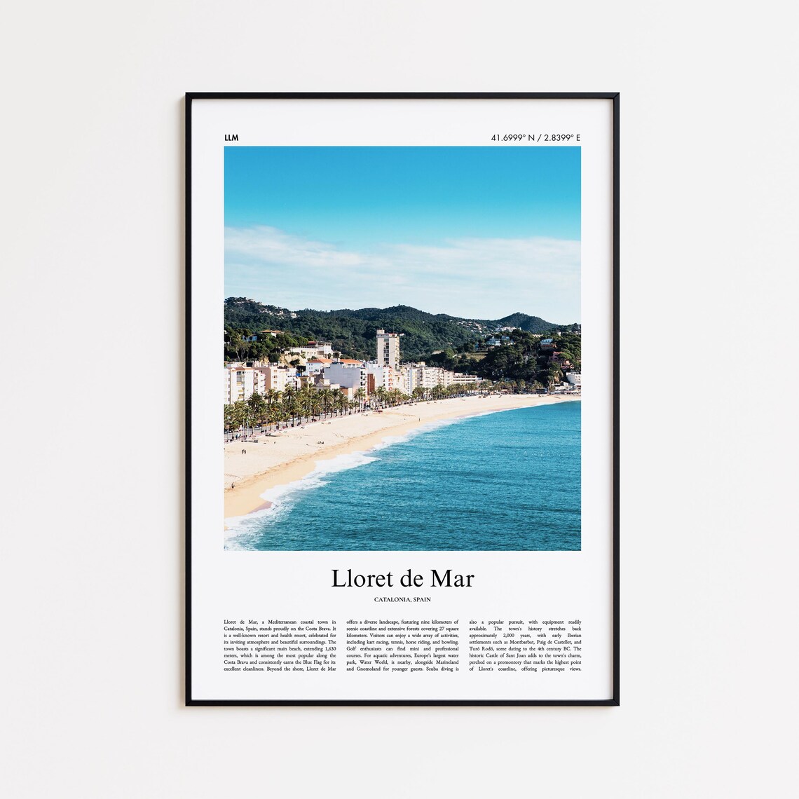 Lloret de Mar Seaside Beach Coastline Catalonia Spain Photo Poster