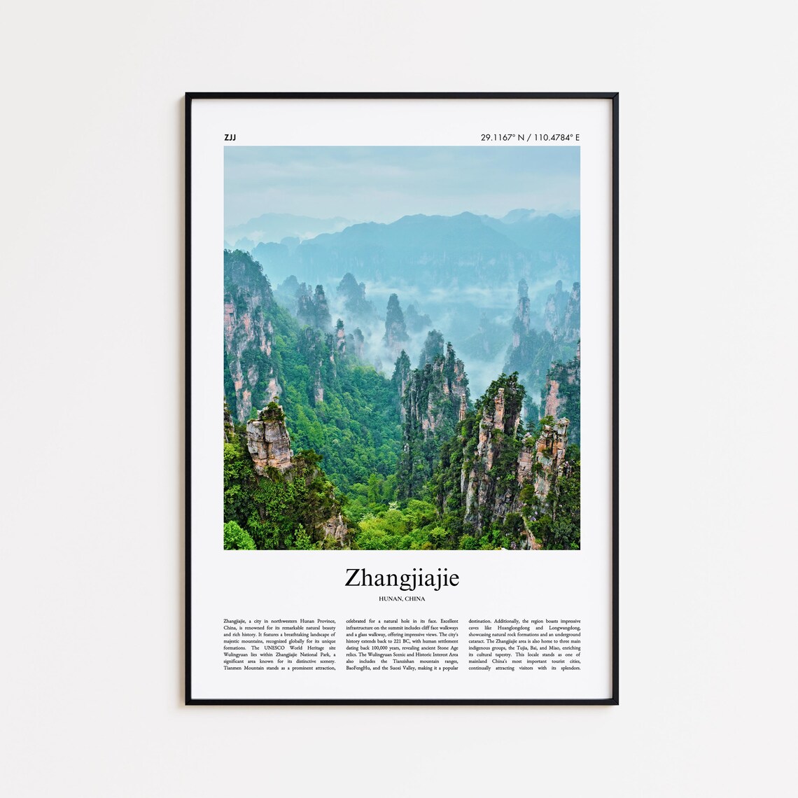 Zhangjiajie Hunan Misty Karst Stone Pillars National Park Poster