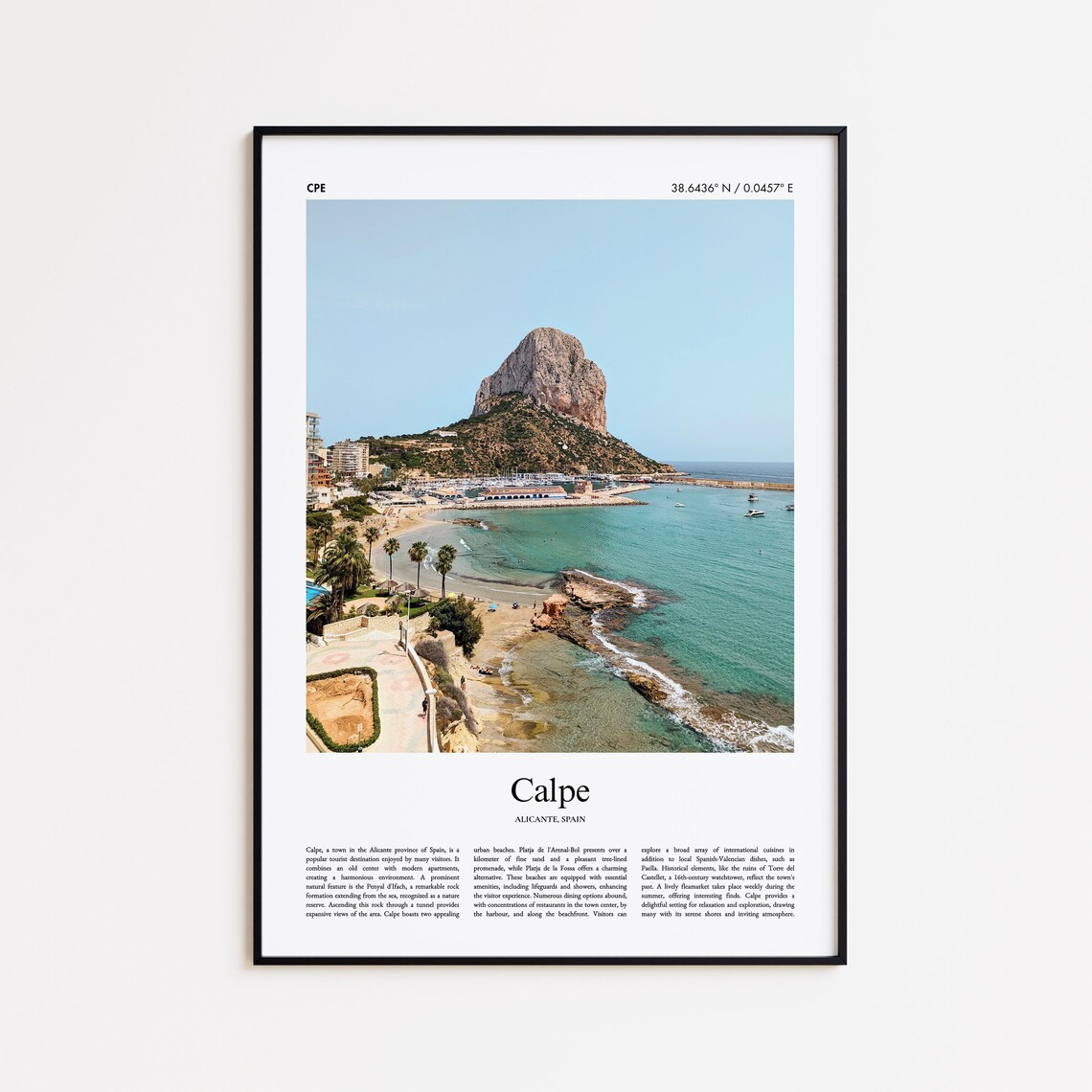Calpe Spain Alicante Ifach Rock Coastline Minimal Travel Poster