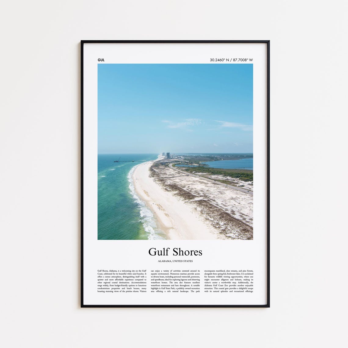 Gulf Shores Color Print Real Photo Poster Travel Gift Alabama United States Usa Wall Art