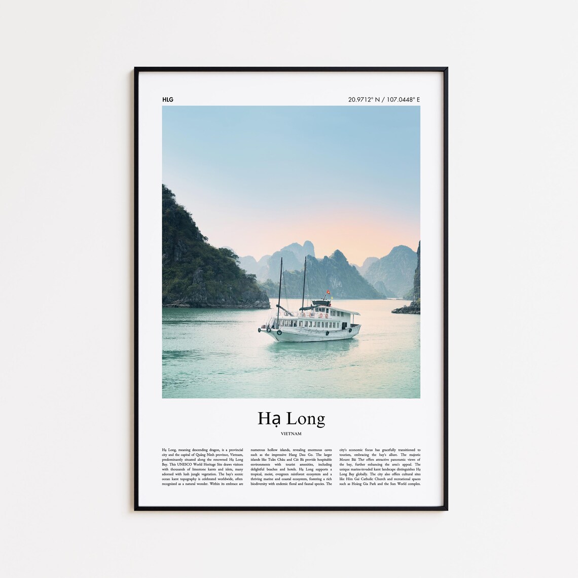 Ha Long Vietnam Karst Bay Junk Boat View Color Travel Photo Poster