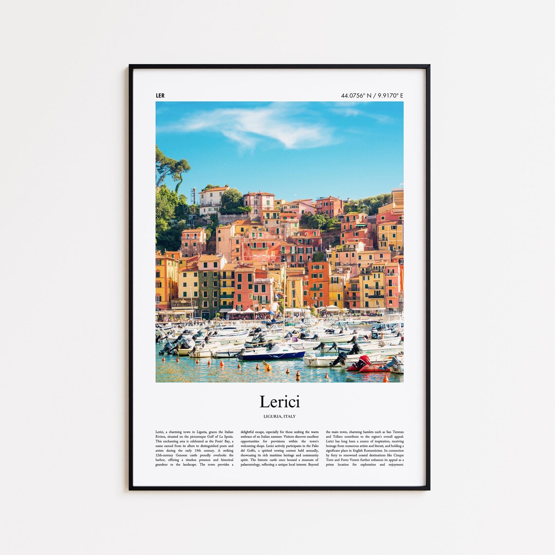 Lerici Liguria Italy Colorful Coastal Harbor Town Travel Poster