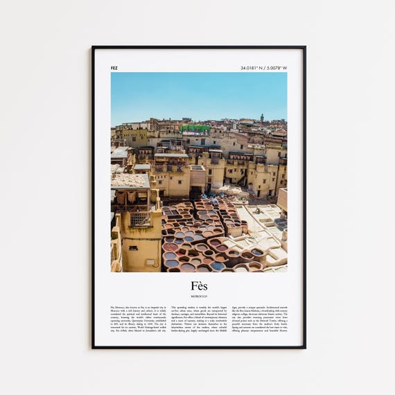 Fs Color Print Real Photo Poster Fes Travel Gift Morocco Minimal City Wall Art