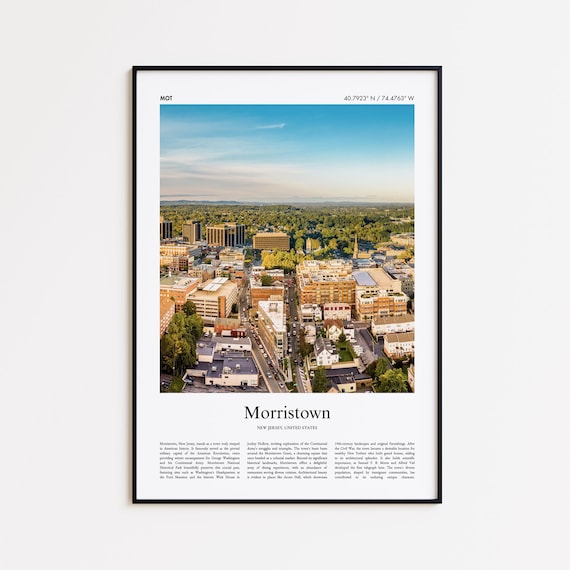 Morristown New Jersey Downtown Aerial Historic Town Center Travel Poster