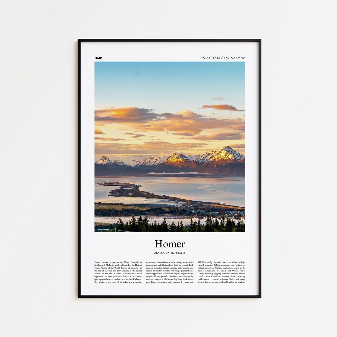 Homer Alaska Mountain Bay Sunset Kenai Peninsula Travel Poster