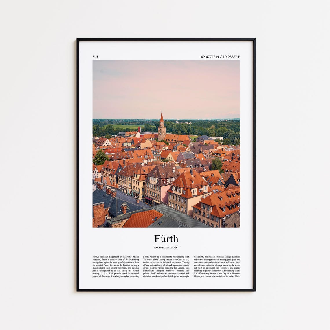 Fürth Bavaria Germany Old Town City Rooftops Real Photo Poster